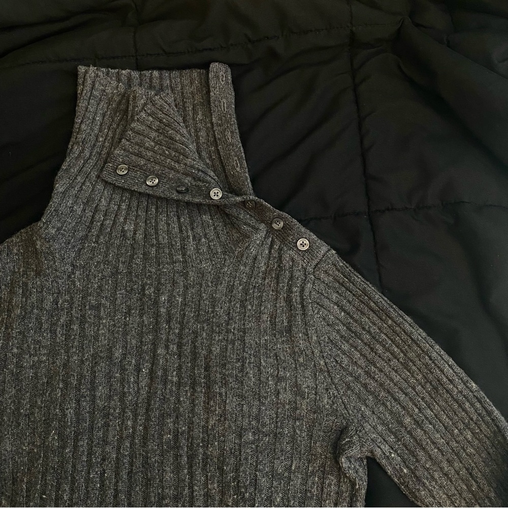 Button-wrap Turtleneck Sweater